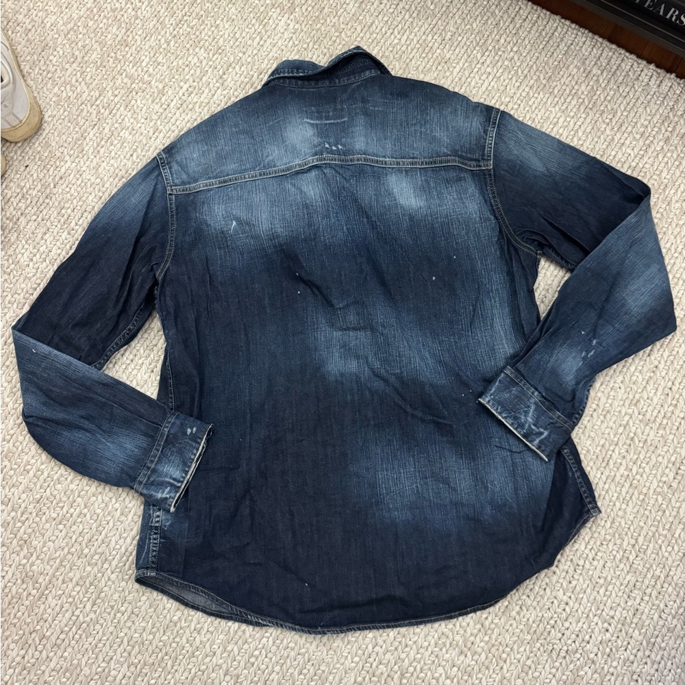 DSQUARED2 Distressed Indigo Denim Button-Down Shirt - Picture 2 of 4